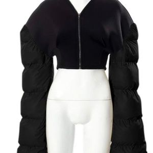 Black Flare Sleeve Padded Jacket